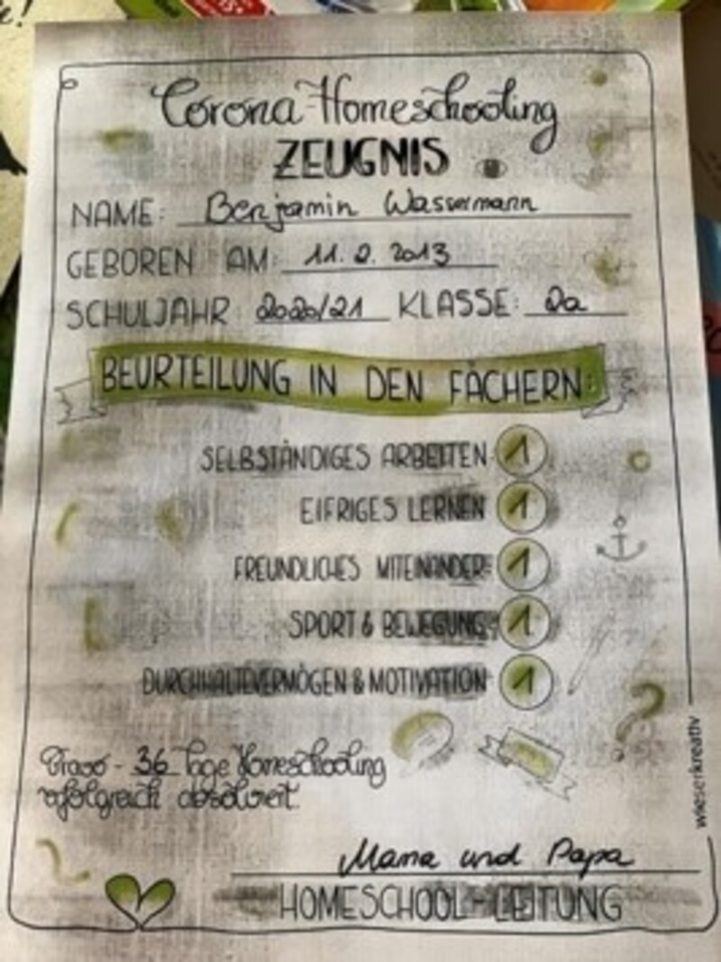 Die kreative Illustratorin Marlies Wieser aus Ebenthal hat ein lustiges Homeschooling-Zeugnis gestaltet und kostenlos ins Netz gestellt. (Bild: Wassermann Kerstin)