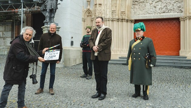 Ein Habsburg zu Besuch in Mariazell: Dreharbeiten für die ORFIII-Doku vor Ort. (Bild: Anna Maria Scherfler)