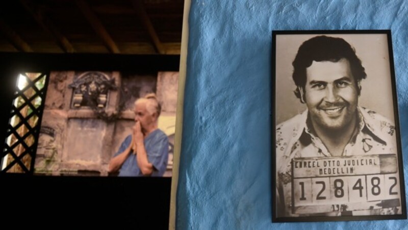 Ein Foto von Pablo Escobar in der Hacienda Napoles (Bild: AFP)