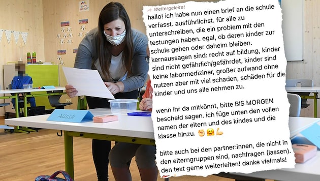 Per WhatsApp suchen die Testgegner in Elterngruppen nach Unterstützern (Symbolbild). (Bild: APA, zVg, Krone KREATIV)