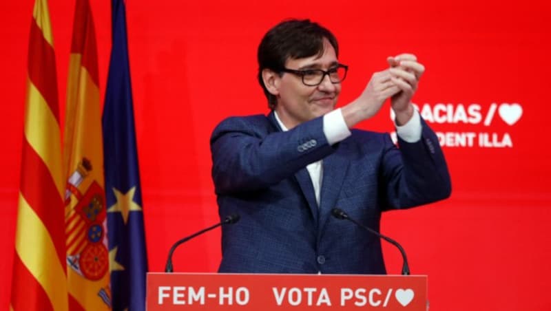 Salvador Illa, Spitzenkandidat der Sozialisten, will als Wahlsieger das Amt des Regierungschefs bekleiden. (Bild: APA/AFP/Socialist Party of Catalonia (PSC)/CRISTINA DIESTRO)