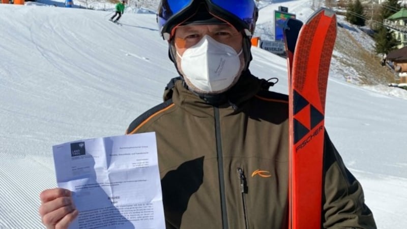 Skifahrer Martin mit Corona-Bestätigung (Bild: ZOOM.TIROL)