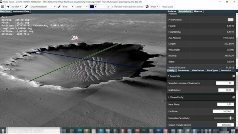 Der 3D-Viewer des VRVis ermöglicht 3D-Rekonstruktionen der Marsoberfläche. (Bild: VRVis)