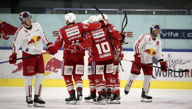 Große Enttäuschung bei den Eisbulen um Nico Feldner (li.) und Dominique Heinrich (re.) (Bild: Tröster Andreas)