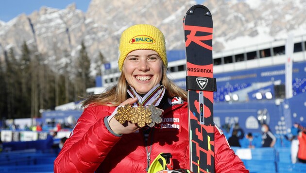 Nach ihren drei Medaillen bei der WM in Cortina im Vorjahr ist Katharina Liensberger auch für die Spiele von Peking 2022 eine große Medaillenhoffnung. (Bild: Christof Birbaumer / Kronenzeitung)