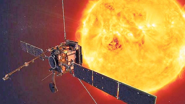 Mit dem Solar Orbiter ist auch Technik aus Graz zur Erkundung der Sonne unterwegs. (Bild: ESA)