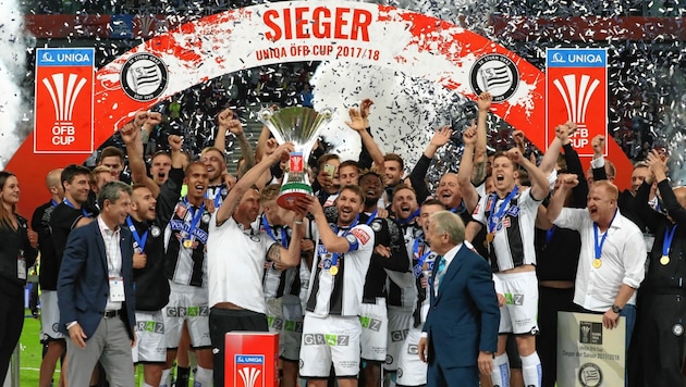 Nur gute Erinnerungen: 2018 holte Sturm in Klagenfurt den Cup-Pokal. (Bild: Sepp Pail)