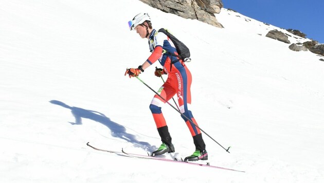 Skibergsteiger Paul Verbnjak ist mit Platz drei happy. (Bild: Thomas Koller)