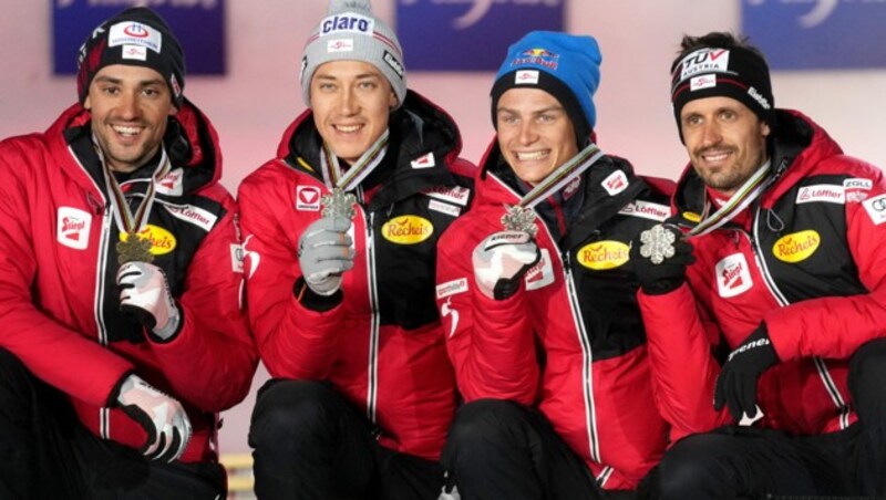 Lukas Greiderer, Mario Seidl, Johannes Lamparter und Lukas Klapfer (Bild: APA/GEORG HOCHMUTH)