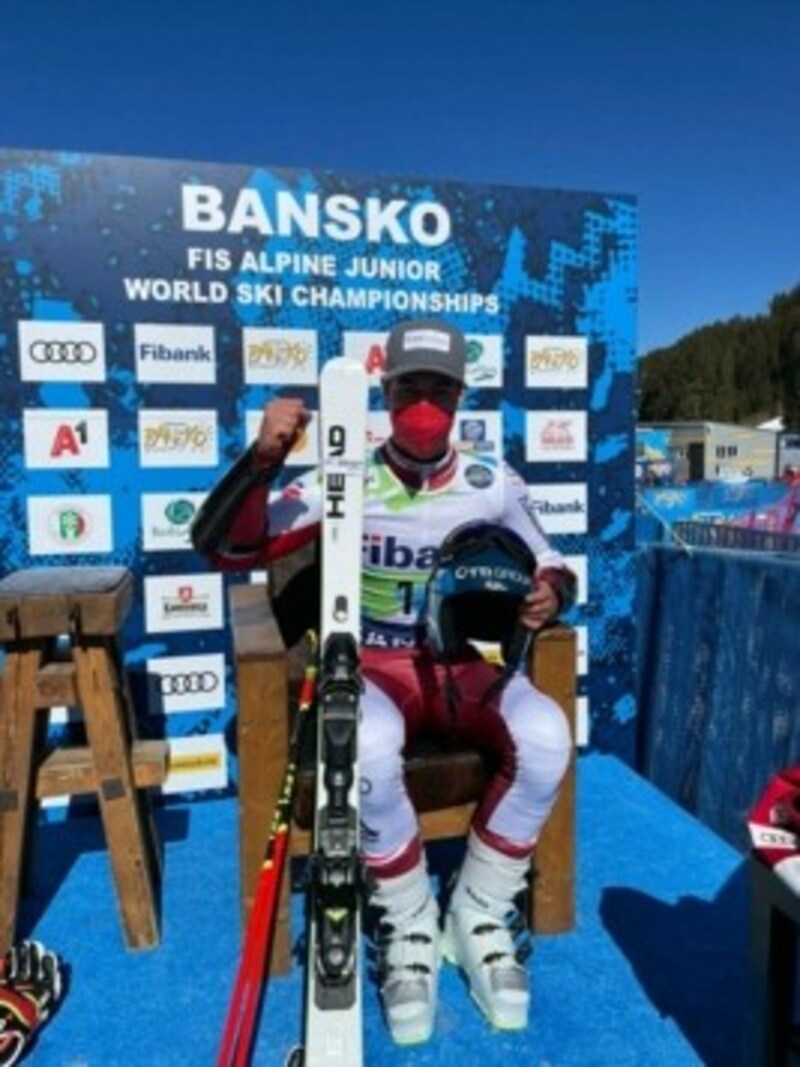 Lukas Feurstein durfte in Bansko über Gold im Riesentorlauf jubeln. (Bild: ÖSV/Schrammel)