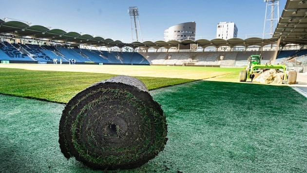 Liebenau stadium: the pitch has been replaced (archive image), a security package is being implemented (Bild: MCG)