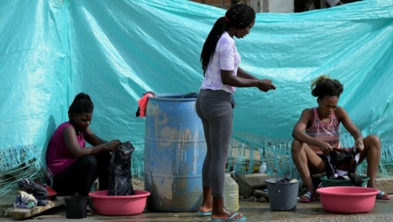 Afrikanische Migranten in einem Camp in Kolumbien (Bild: AFP)