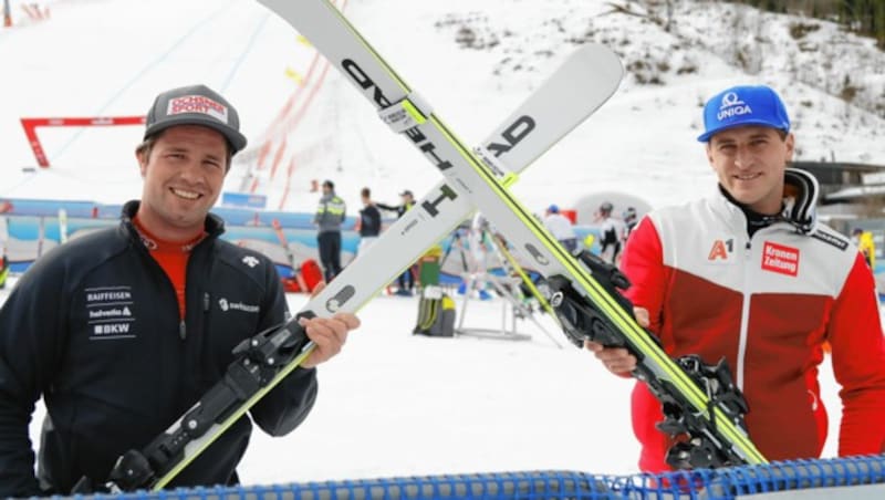 Zwei Rivalen, ein Ziel: Beat Feuz (li.) und Mothl Mayer. (Bild: Christof Birbaumer / Kronenzeitung)