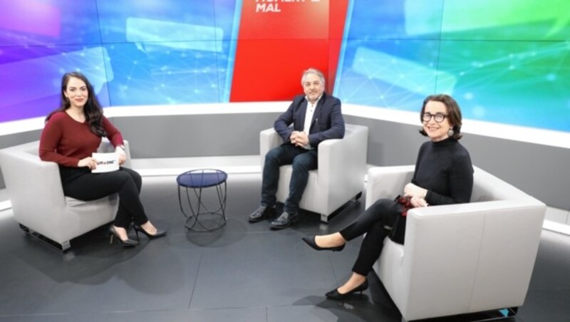 Christiane Druml und Daniel Alge bei „Moment Mal“ mit Damita Pressl (Bild: Jöchl Martin)