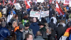 Rund 15.000 Menschen nahmen an den Corona-Demos in Wien teil. Es gab mehrere Festnahmen und etliche Anzeigen. (Bild: APA/Herbert Pfarrhofer)