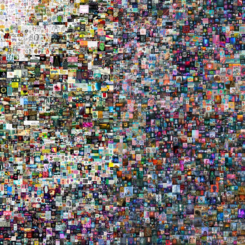 Everydays - The First 5000 Days" ist ein digitales Werk des US-Künstlers Mike Winkelmann, bekannt als Beeple. Es ist eine Collage aus 5000 Einzelbildern, die über einen Zeitraum von mehr als dreizehn Jahren tageweise entstanden sind. (Bild: AFP)