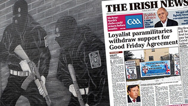 (Bild: AFP, „The Irish News“, Krone KREATIV)