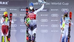 Katharina Liensberger (AUT), Petra Vlhova (SVK) und Mikaela Shiffrin (USA). (Bild: GEPA )