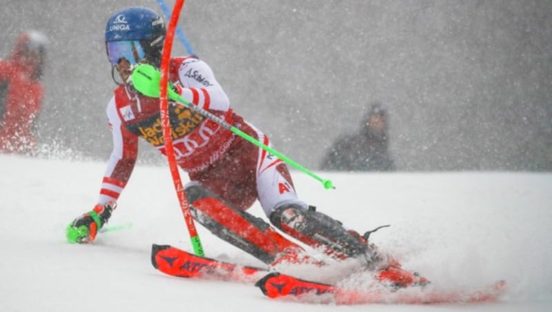 Marco Schwarz in Kranjska Gora (Bild: AP)