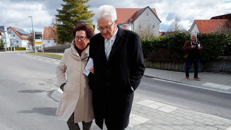 Winfried Kretschmann, Ministerpräsident von Baden-Württemberg, mit Gattin Gerlinde Kretschmann (Bild: APA/AFP)