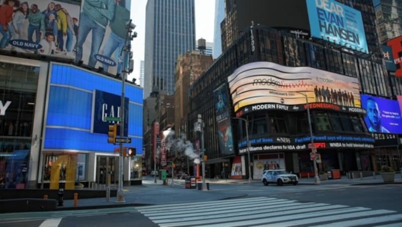 So menschenleer wie im März 2020 war der Times Square in New York wohl nie. (Bild: MichaelNagle /Eyevine/picturedesk.com)