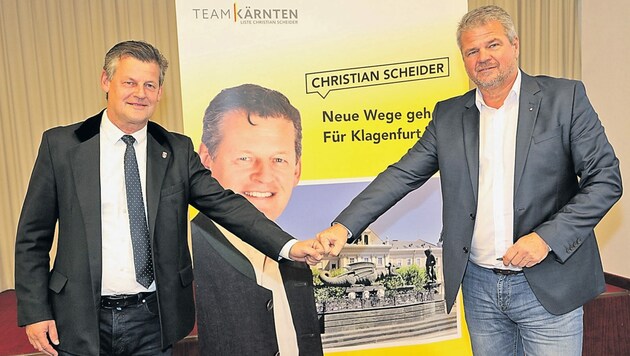 Die neuen Bürgermeister von Klagenfurt und Spittal: Christian Scheider und Gerhard Köfer. (Bild: Uta Rojsek-Wiedergut)