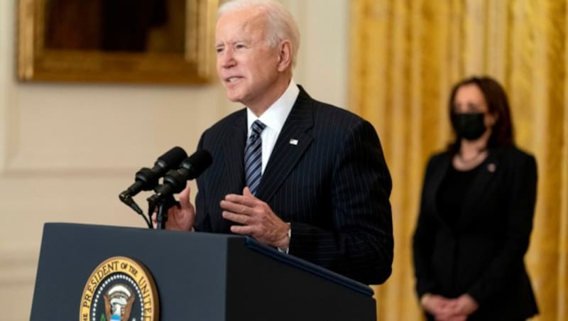 US-Präsident Joe Biden über den Impffortschritt der USA: „Damit liegen wir Wochen vor dem Zeitplan“. (Bild: AP)