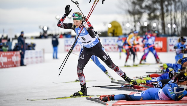 Eine der Siegerinnen, Frankreichs Justine Braisaz-Couchet (Bild: AFP)