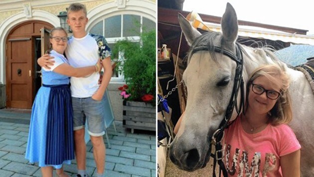 Mit Bruder Niklas im Bild links. Pferde sind eines ihrer Hobbys. (Bild: Hörhager)