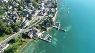 Luftbild Attersee am Attersee PromenadeGrundstücke am Attersee sind kaum zu bezahlen: Krone+ zeigt die Preisspannen. (Bild: ZVG)