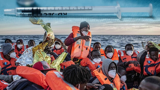 Boot mit Migranten im Mittelmeer (Februar 2021) (Bild: AFP, AP)