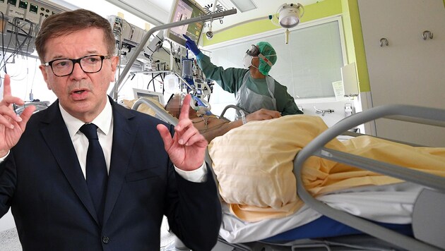 Gesundheitsminister Anschober appellierte angesichts der Situation in Österreichs Intensivstationen an die Bevölkerung, sich schon vor der „Osterruhe“ an die strengeren Corona-Maßnahmen zu halten. (Bild: APA/Helmut Fohringer, APA, Krone KREATIV)