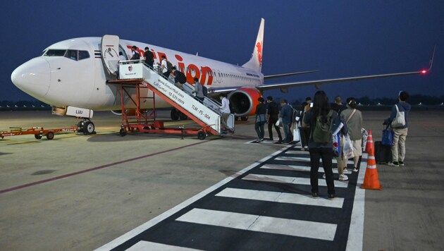 Eine Boeing-Maschine der Thai Lion Air am thailändischen Flughafen in Chiang Rai (Bild: AFP)