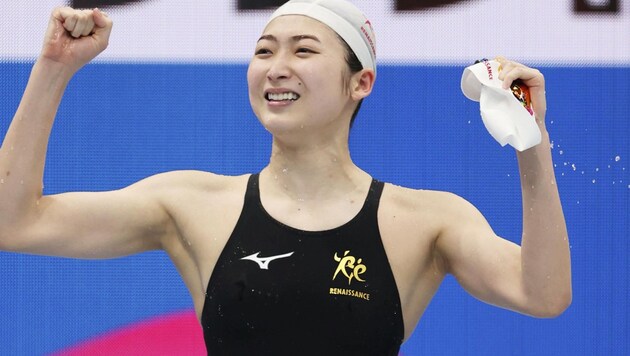 Rikako Ikee nach der Qualifikation für Tokio 2021. (Bild: AP/Kyodo News)