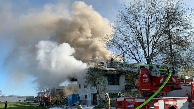 Feuerwehr-Großeinsatz in Lustenau (Bild: zvg/Kurt Fischer)