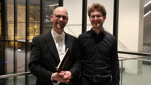 Wolfgang Kostner (links) und Michael Schöch bei der Beethoven-Gala im März 2020. Diese Veranstaltung war übrigens das letzte große Konzert vor dem ersten Lockdown im Vorjahr. (Bild: Gratl Franz)