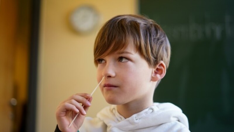 Wer für Betreuung oder Präsenzunterricht in die Schule kommt, braucht vorher unbedingt einen "Nasenbohrer"-Test. (Bild: Wenzel Markus)