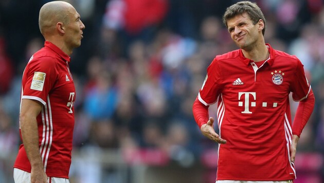 Arjen Robben (li.) und Thomas Müller (Bild: GEPA)