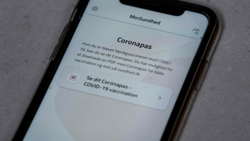 Die MinSundhed-App mit einem Corona-Passport-Link. (Bild: Liselotte Sabroe / Ritzau Scanpix / AFP) / Denmark OUT)