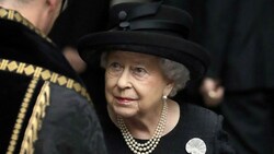 Queen Elizabeth beim Begräbnis der Gräfin Mountbatten von Burma, Patricia Knatchbull, 2017 (Bild: APA/Photo by Matt Dunham / POOL / AFP)