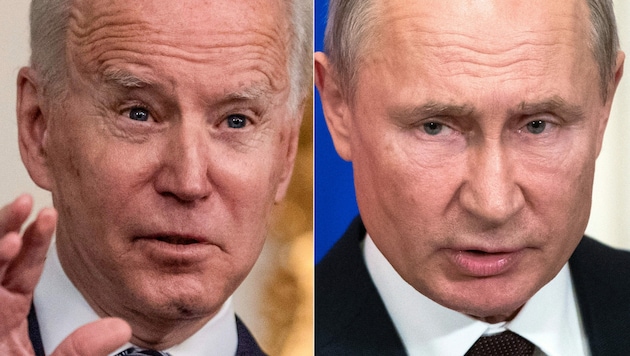 Putin will mit Biden reden - zunächst aber nur über den Klimwandel. (Bild: APA/POOL/AFP/Pavel Golovkin, Eric BARADAT)