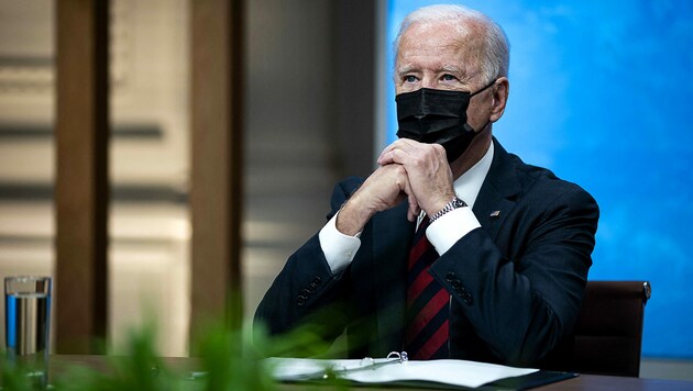 US-Präsident Joe Biden während des Online-Klimagipfels (Bild: APA/Getty Images via AFP/GETTY IMAGES/POOL)
