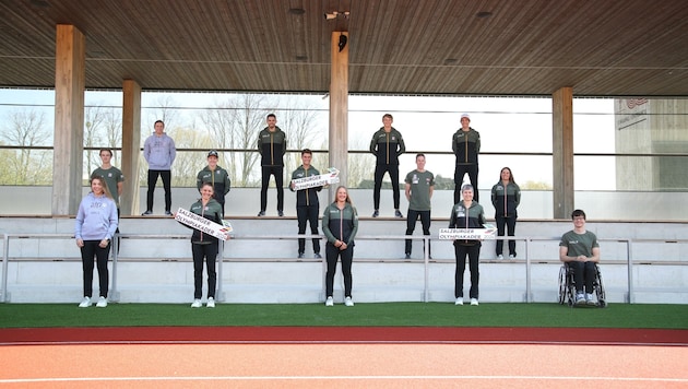 14 der 17 Salzburger Athletinnen und Athleten des Olympiakaders 2024 waren beim Kick-off in Rif dabei. (Bild: Tröster Andreas)