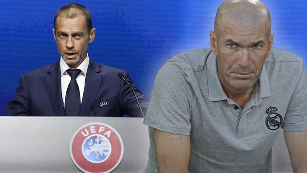 Aleksander Ceferin und Zinedine Zidane (Bild: AP, krone.at-grafik)