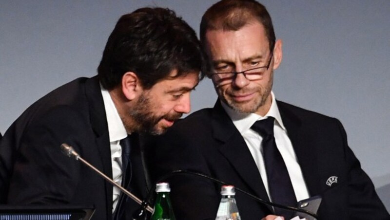 Andrea Agnelli (li.) und Aleksander Ceferin (Bild: AFPAPA/AFP/Andreas SOLARO)