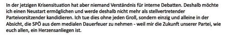 Auszug aus dem Schreiben von Burgenlands Landeshauptmann Doskozil an die SPÖ-Spitze (Bild: zVg)