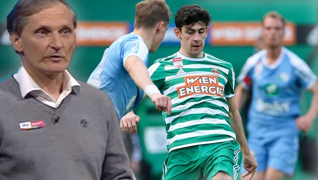 Alfred Tatar (li.) spricht über Rapids Yusuf Demir (Bild: GEPA, Screenshot Sky)