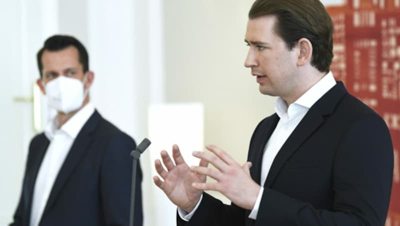 Sebastian Kurz und Wolfgang Mückstein (Bild: APA/ROBERT JAEGER)