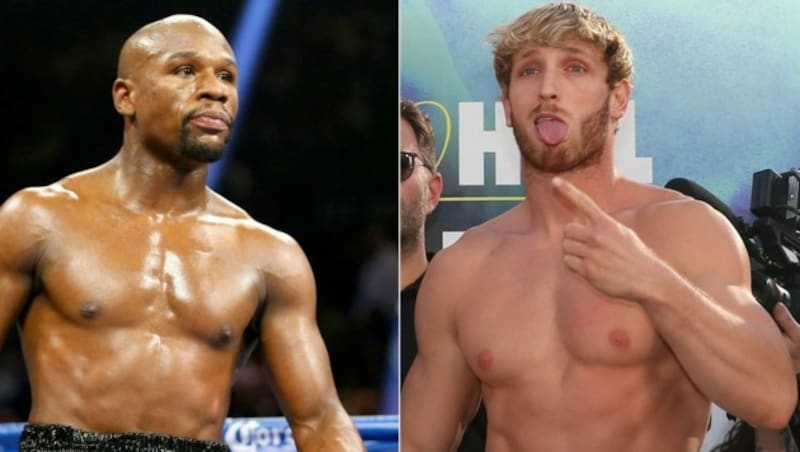 Floyd Mayweather Jr. (links) steigt gegen YouTuber Logan Paul in den Ring. (Bild: AFP)