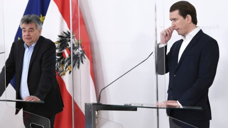 Bundeskanzler Sebastian Kurz und Vizekanzler Werner Kogler (Bild: APA/ROBERT JAEGER)